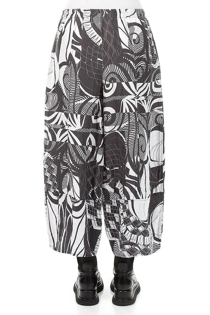 Wide Cropped Textured Orbit Silk Linen Trousers