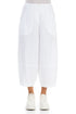Wide Cropped White Linen Trousers 1