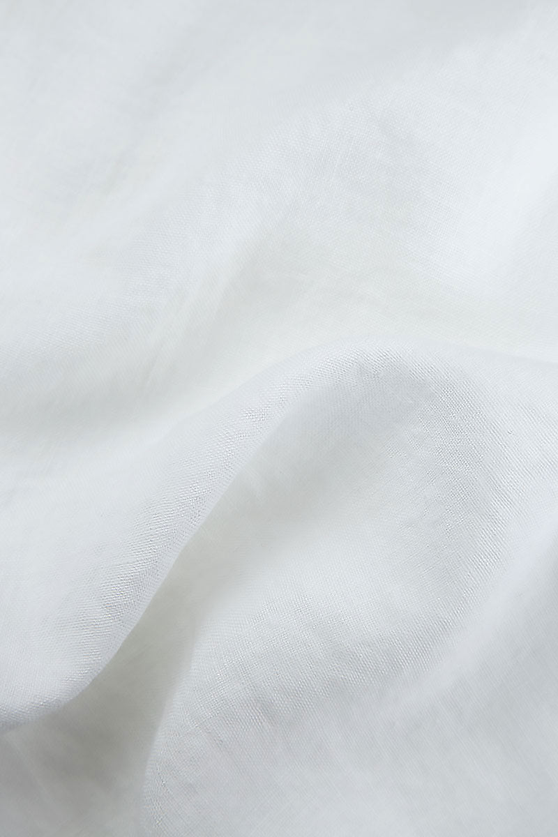Wide Cropped White Linen Trousers 5
