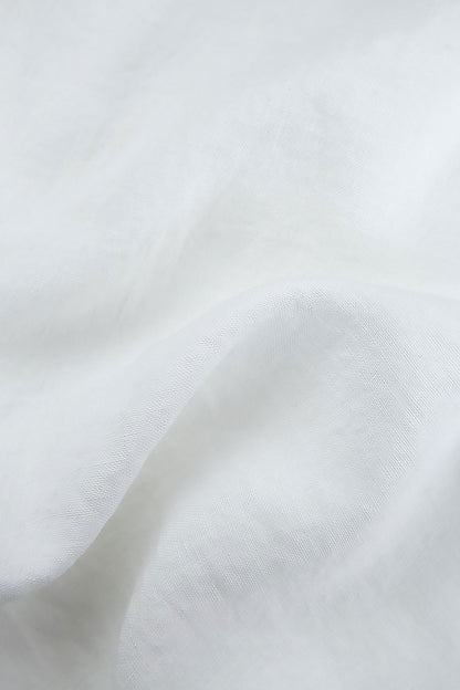 Wide Cropped White Linen Trousers 5