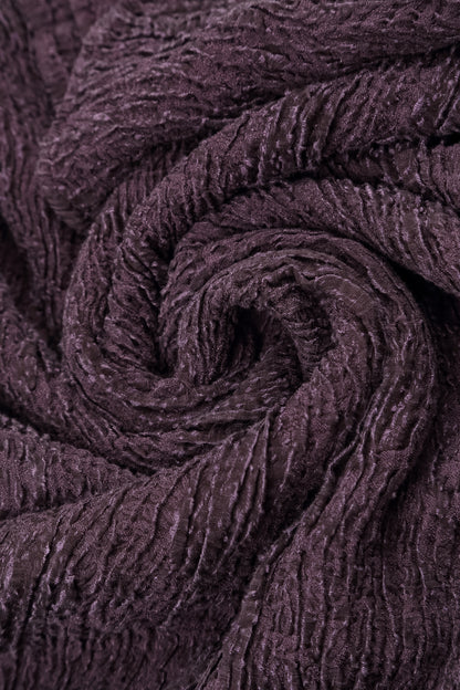 Wide Deep Plum Textured Silk Linen Trousers
