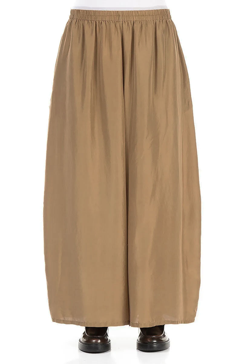 Wide Flowy Aged Copper Pure Silk Trousers 1