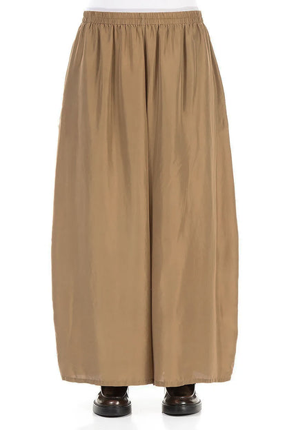 Wide Flowy Aged Copper Pure Silk Trousers 1