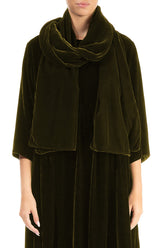 Wide Forest Mist Silk Velvet Scarf 1