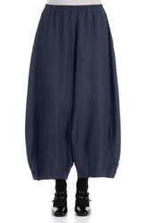 Wide Graphite Blue Silk Cotton Trousers 1
