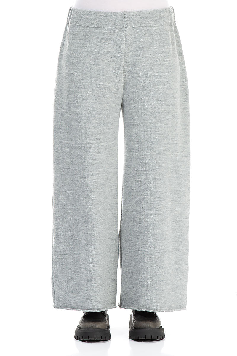 Wide Grey Knitted Wool Trousers 1