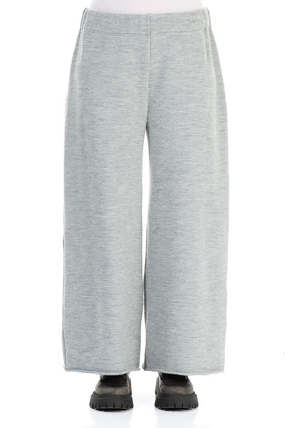 Wide Grey Knitted Wool Trousers 1