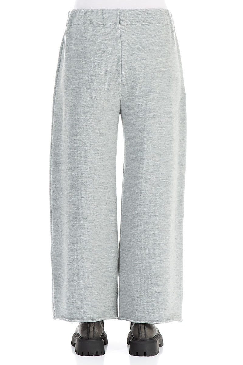 Wide Grey Knitted Wool Trousers 2