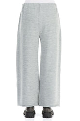 Wide Grey Knitted Wool Trousers 2