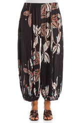 Wide Leaves Print Silk Viscose Trousers 1