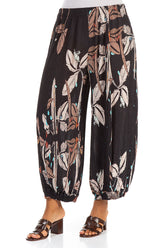 Wide Leaves Print Silk Viscose Trousers 3