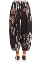 Wide Leaves Print Silk Viscose Trousers 2