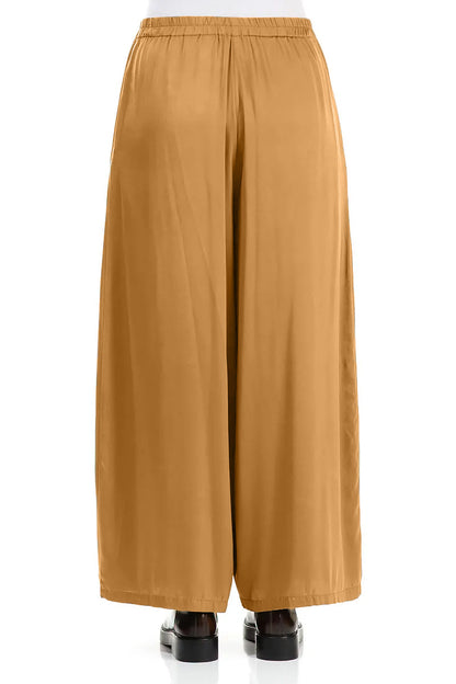 Wide Leg Aged Copper Silk Trousers 2