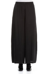 Wide Leg Black Silk Trousers 1