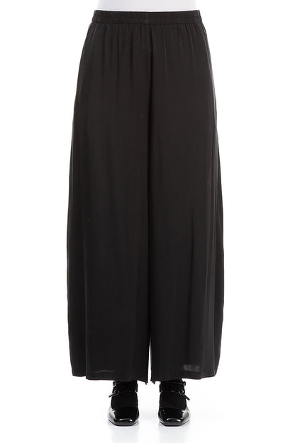 Wide Leg Black Silk Trousers 1