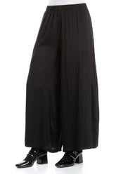 Wide Leg Black Silk Trousers 3