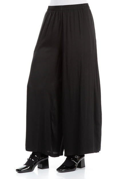 Wide Leg Black Silk Trousers 3