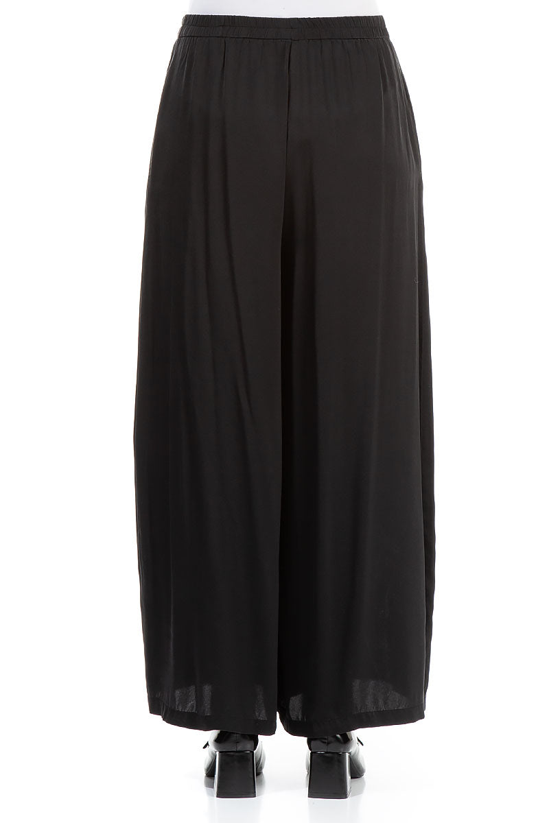 Wide Leg Black Silk Trousers 2
