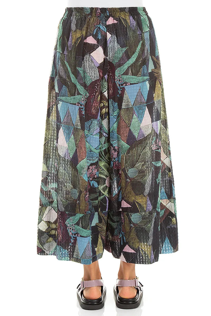 Weite Beinabschlüsse Kunstmosaik Strukturierte Seiden-Culottes