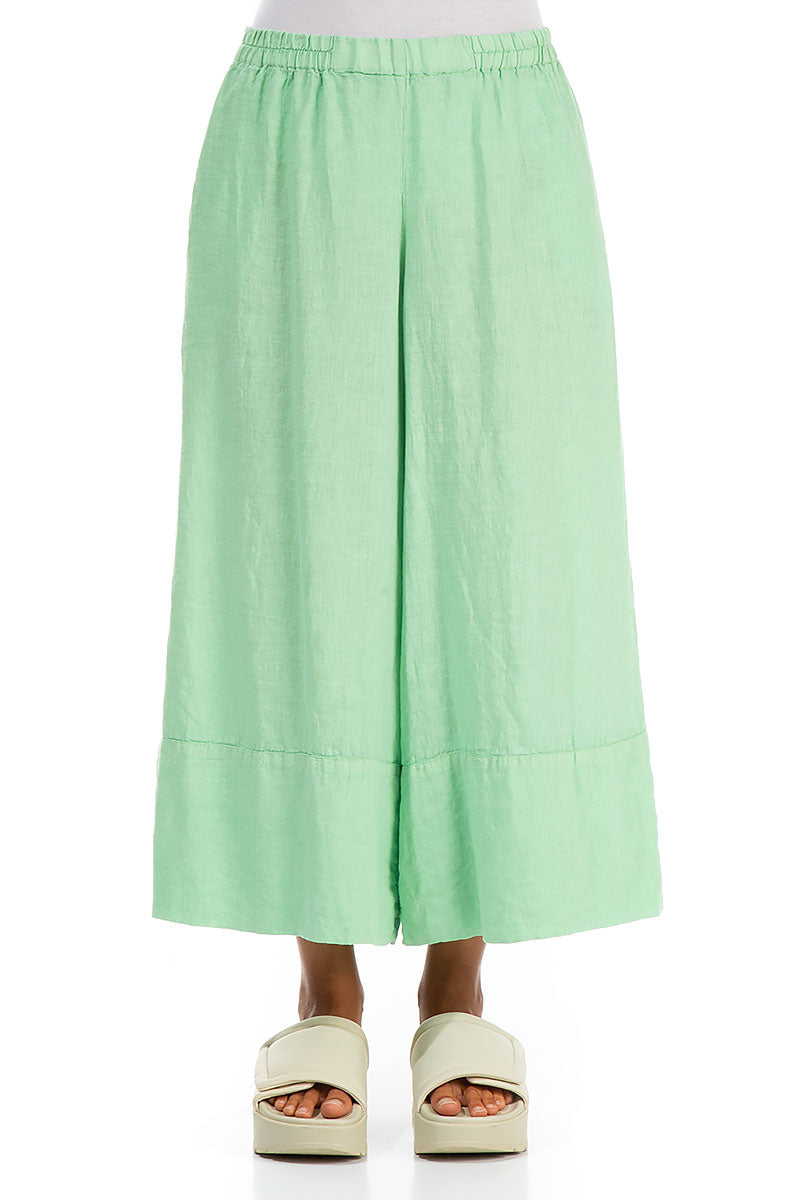 Wide Leg Cuffs Green Sorbet Linen Culottes 1