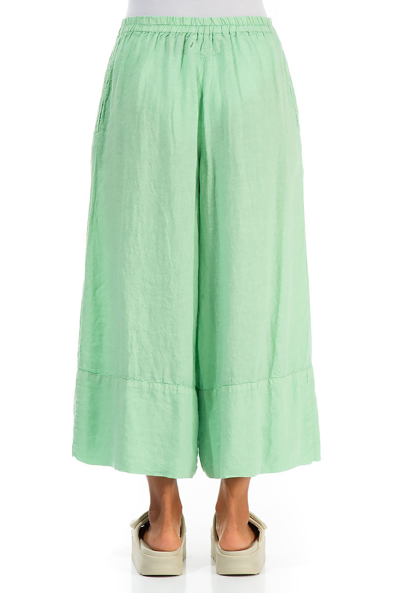 Wide Leg Cuffs Green Sorbet Linen Culottes 2