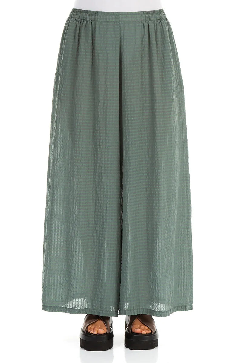 Wide Leg Sage Textured Silk Trousers 2