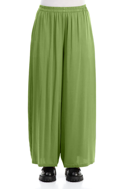 Wide Leg Shamrock Green Silk Trousers