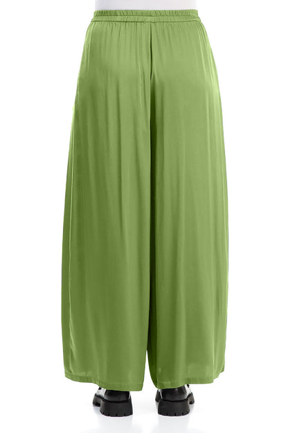Wide Leg Shamrock Green Silk Trousers
