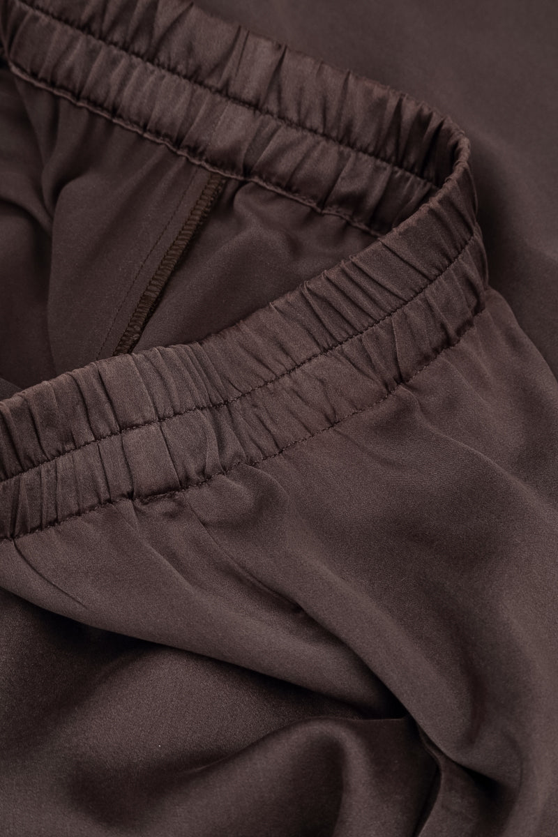 Pantalon large brun truffe en Soie
