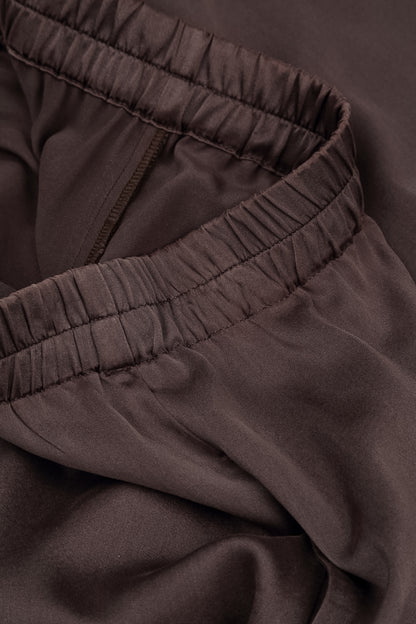 Pantalon large brun truffe en Soie