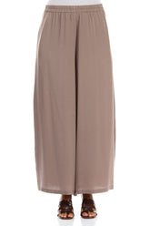 Wide Leg Truffle Silk Trousers 1