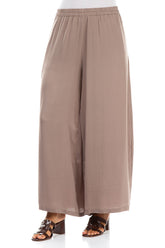 Wide Leg Truffle Silk Trousers 3