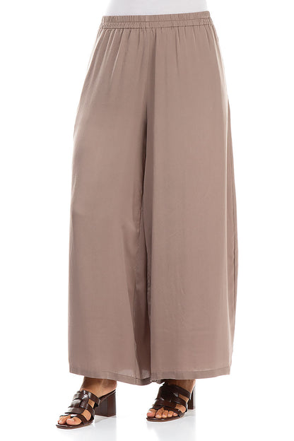 Wide Leg Truffle Silk Trousers 3