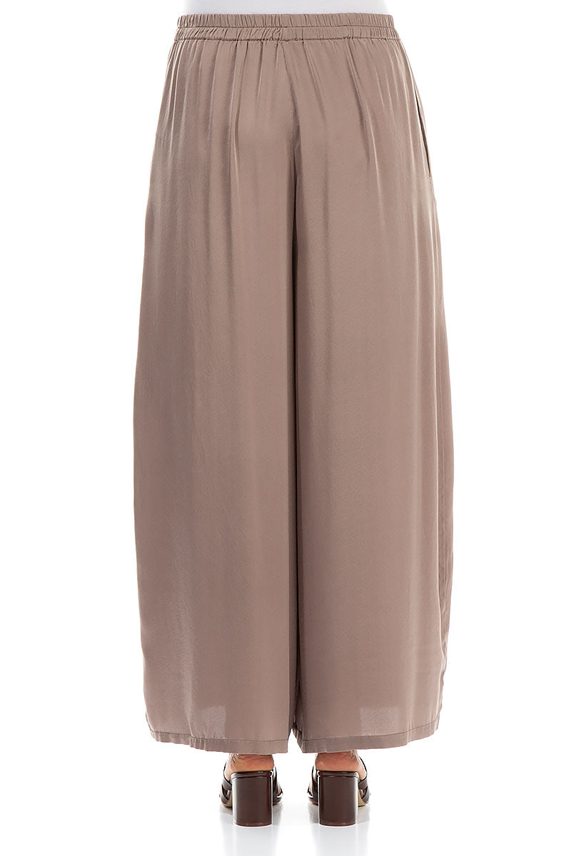 Wide Leg Truffle Silk Trousers 2