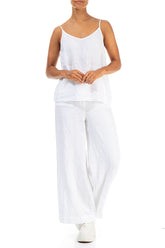 Wide Leg White Linen Trousers 4