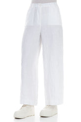 Wide Leg White Linen Trousers 3