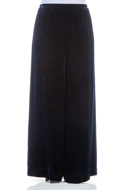 Pantalon large et long en velours de soie bleu roi