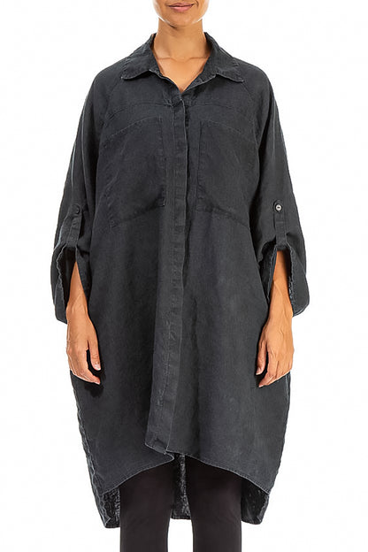Chemise ample en lin noir