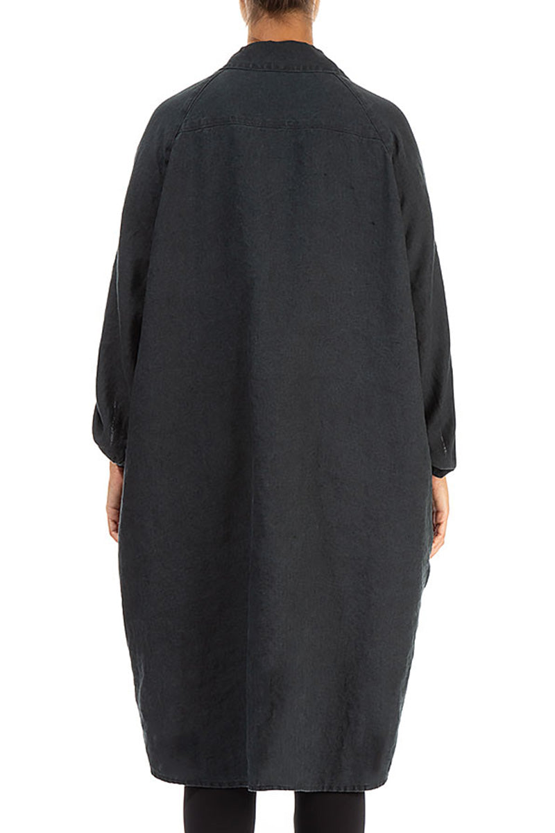 Wide Loose Black Linen Shirt 2