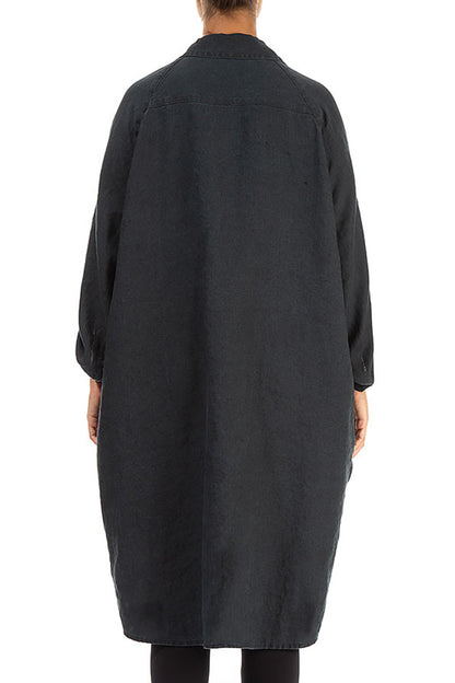 Wide Loose Black Linen Shirt 2