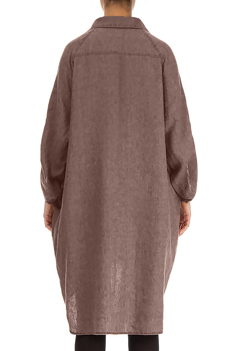 Wide Loose Brown Linen Shirt