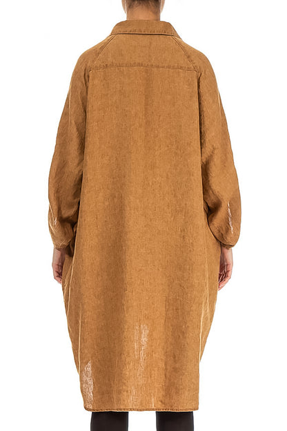 Wide Loose Caramel Linen Shirt