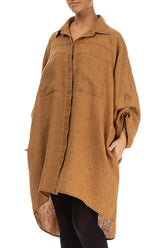 Wide Loose Caramel Linen Shirt 3