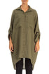 Wide Loose Khaki Linen Shirt 1