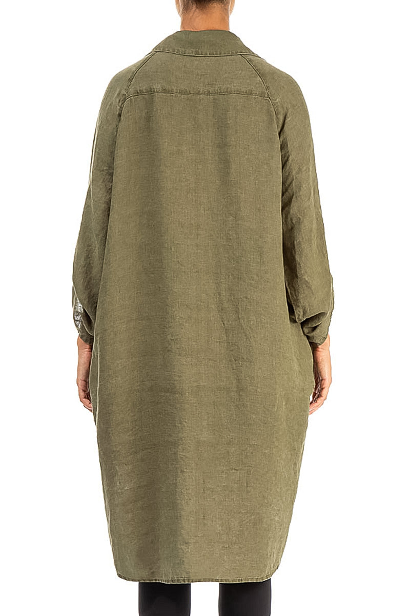 Chemise ample en lin kaki