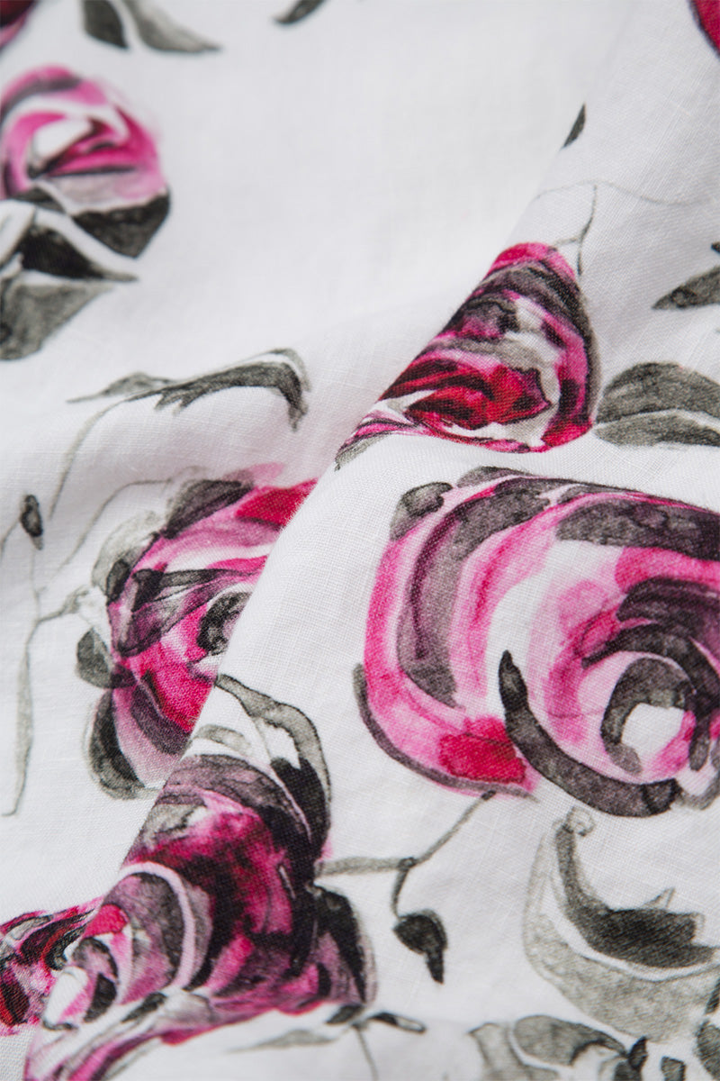 Wide Loose Pink Rose Linen Shirt 6