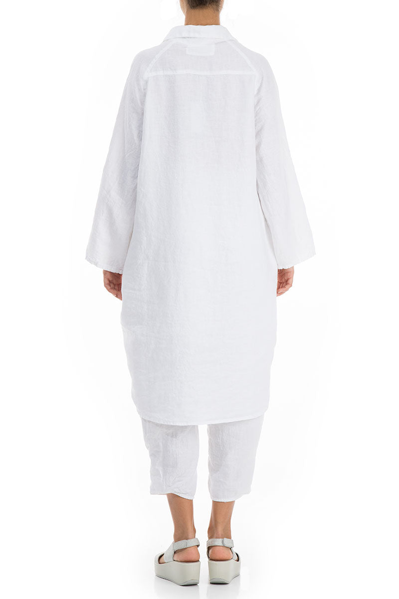 Wide Loose White Linen Shirt