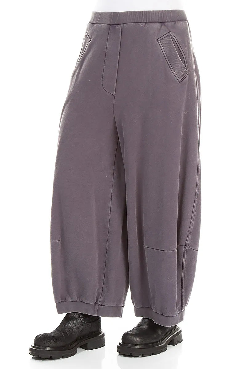 Wide Graphite Old Dye French Terry Cotton Trousers 3