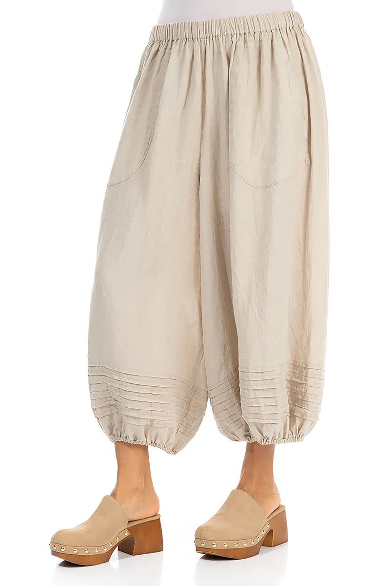 Wide Natural Gauze Linen Harem Trousers 3