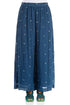 Wide Navy Embroidered Petals Crumpled Cotton Trousers 1